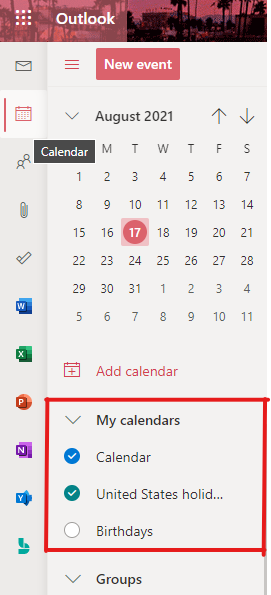 list of calendars