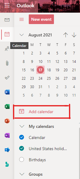 share calendar in Office 365 Outlook