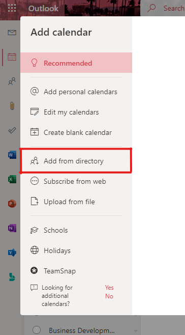 shared calendar in Outlook
